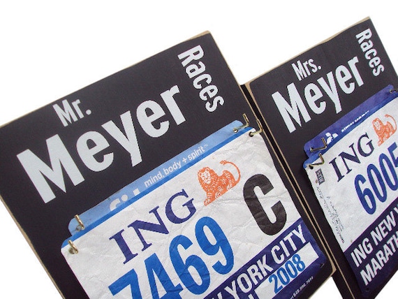 wedding gift: MR. & Mrs. race bibs display