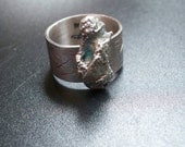 Melted oxidized sterling silver ring - ring 4 - wide textured ring band - best fit size 5.5 - Metal jewelry by Lamazonian
