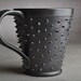 Spiky Mug: Made To Order Black and Royal Purple Dangerously Spiky Coffee Mug Cup by Symmetrical Pottery