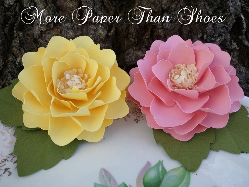 Paper Flowers - Wedding Decorations - Handmade - Elizabeth Rose - Yellow and Pink - Weddings - Party Favors - Custom Colors Available Il_170x135