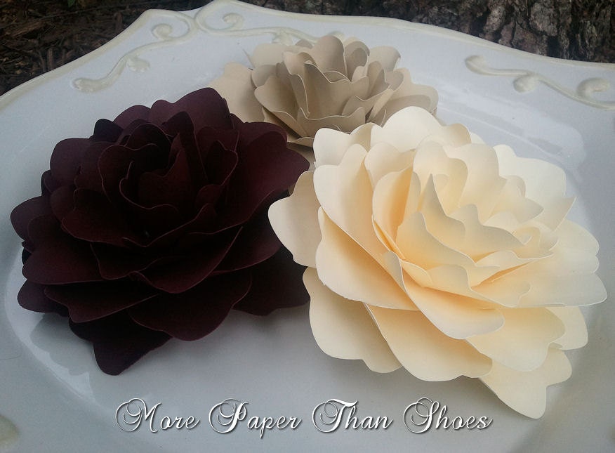 Paper Flowers - Large - Handmade - Set of 3 - Wedding - Baby Shower - Birthday - Decoration - Table Setting - Party Favors - Custom Made