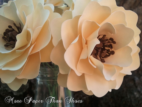 Paper Flowers - Handmade - Stemmed - Custom Orders - Wide Variety Of Colors - Wedding - Birthday - Special Events - Set of 6 Il_570xn