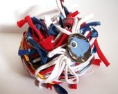 40 yds. Red White Blue Tiedye Patriotic Flag Blend RipTie  - Handmade Upcycled Recycled Fabric Yarn Blend by RipTieKnits