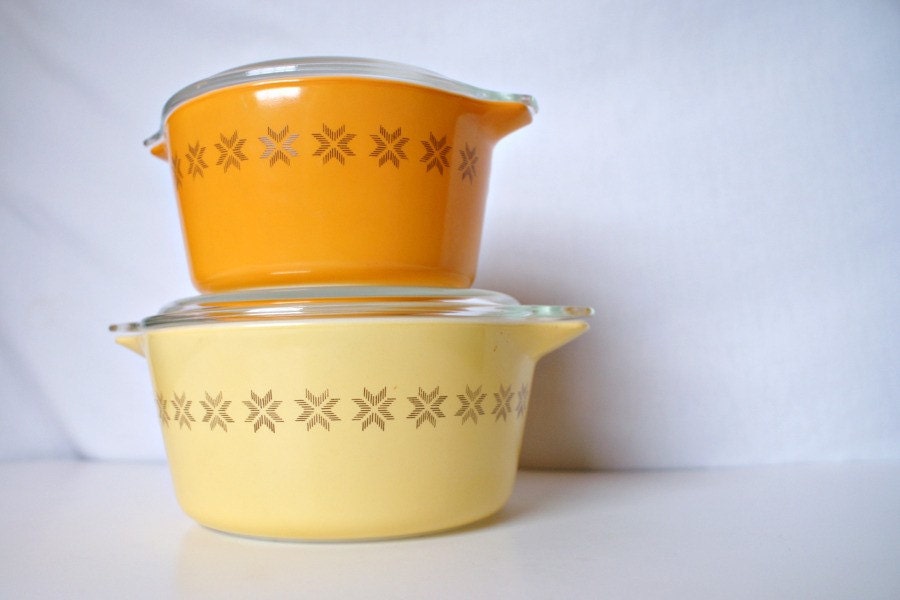 Vintage Orange and Yellow Pyrex Dishes