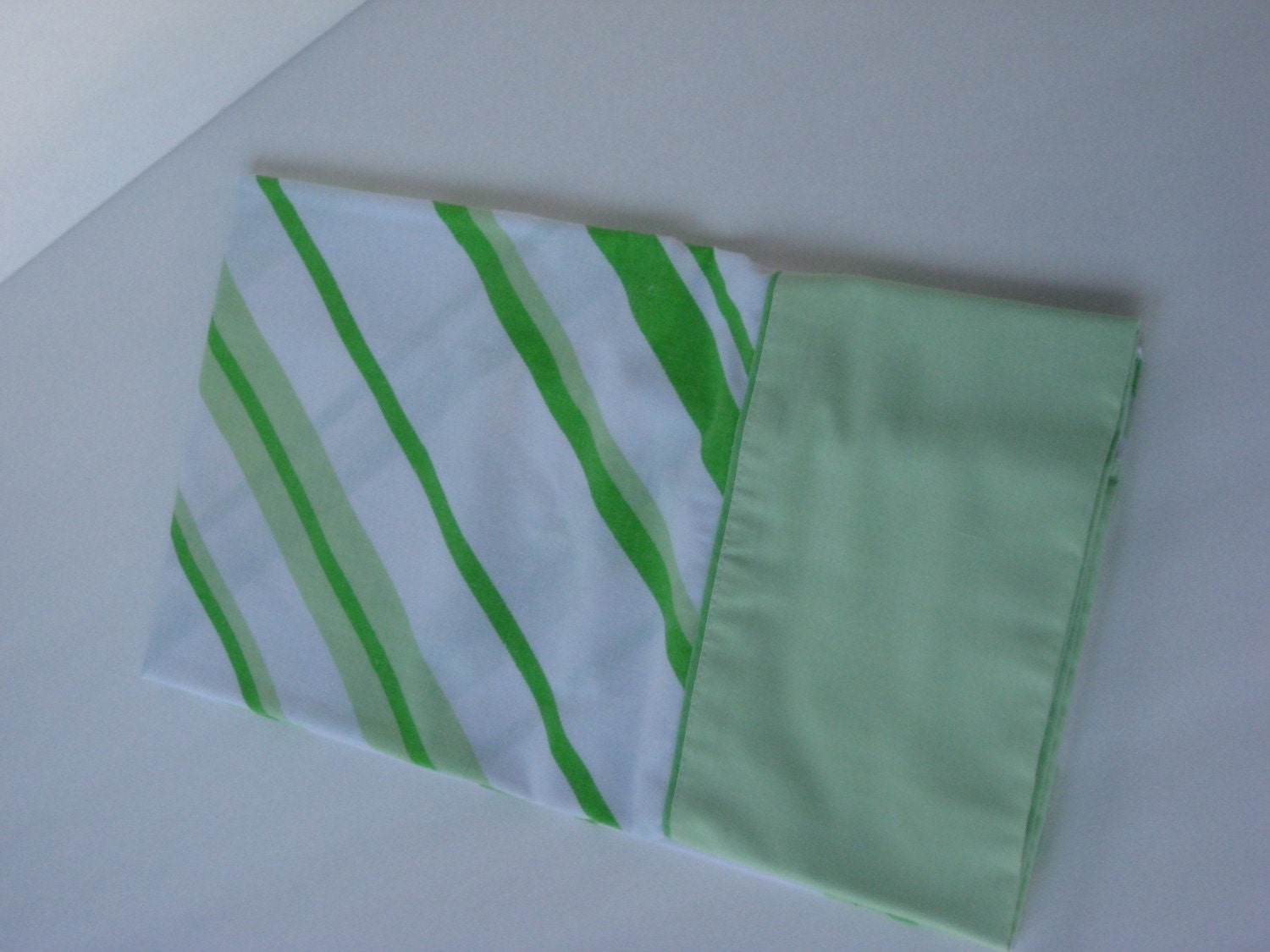Green stripes--Vintage pillowcase