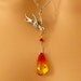 Phoenix Necklace: Antiqued Silver Phoenix Bird and Fire Opal Swarovski Crystal Phoenix Pendant Necklace - Cancer Awareness  Phoenix Jewelry