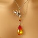 Phoenix Necklace: Antiqued Silver Phoenix Bird and Fire Opal Swarovski Crystal Phoenix Pendant Necklace - Cancer Awareness  Phoenix Jewelry