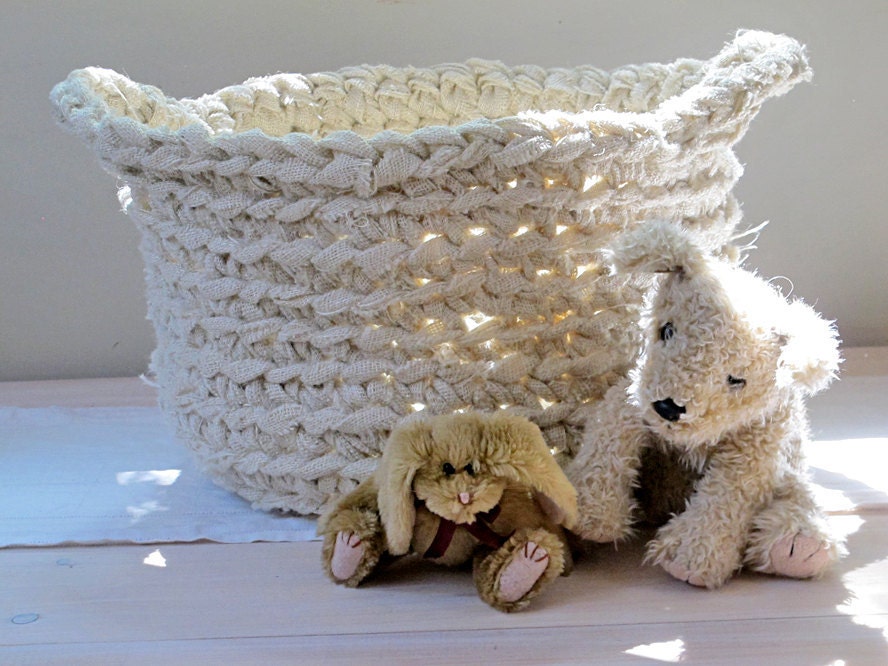 Oversized Burlap Basket  Decorative Storage, Laundry, Paper Recycling.  Custom Colors.  Medium.