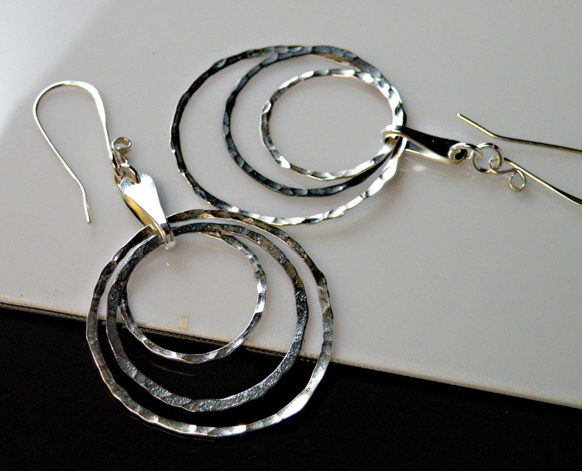 Textured Sterling Triple Hoop Earrings