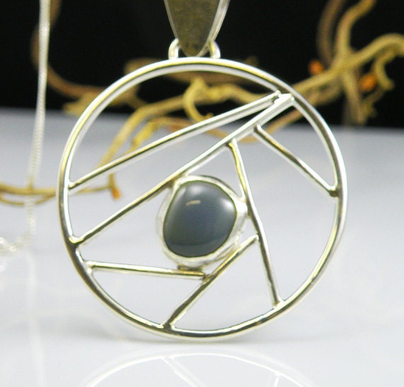 Oregon Blue Opal in Sterling Silver Pendant
