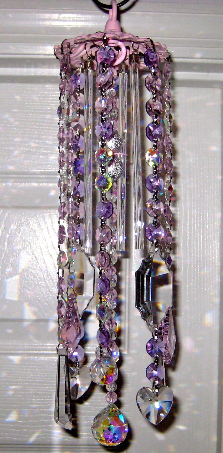 Crystal Prism Windchime - Indoor or Outdoor - Pretty in Pink Pastels
