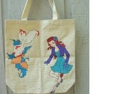 SALE Modern mermaid organic canvas tote bag