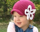 Easy Crochet Pattern "Kiera" Flower Hat with brim 4 sizes available PDF 031