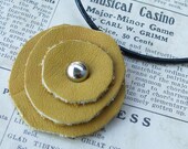 Mustard Poppy - pretty leather flower necklace in yellow. Made to order.