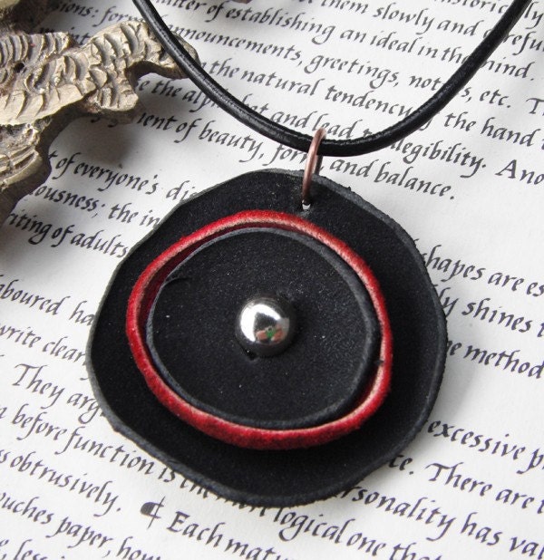 Bloom Necklace - Pretty leather poppy or rose with antique look. Made to order.