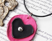 Bloom Necklace - Pretty leather poppy or rose with antique look. Made to order.