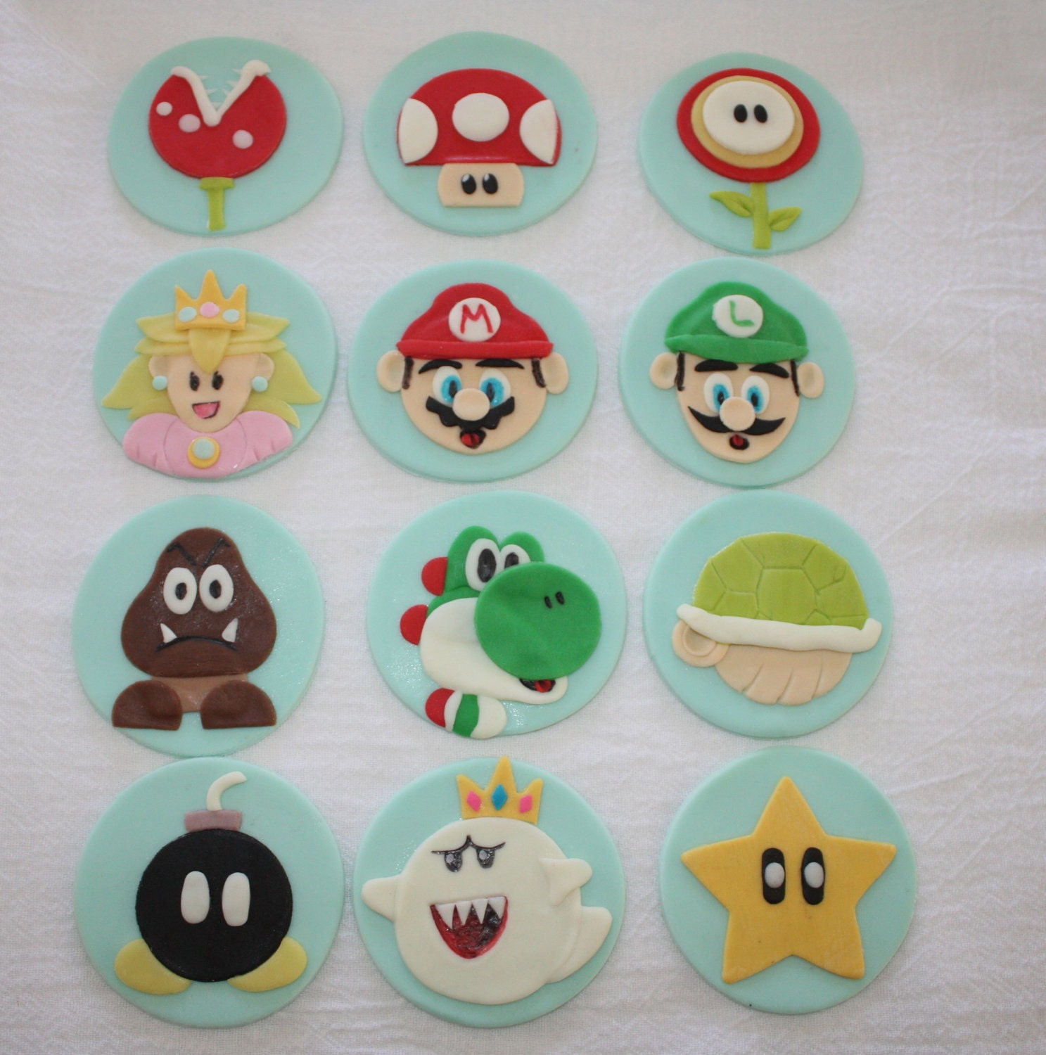 Super Mario Brothers Inspired Fondant Cupcake  Toppers