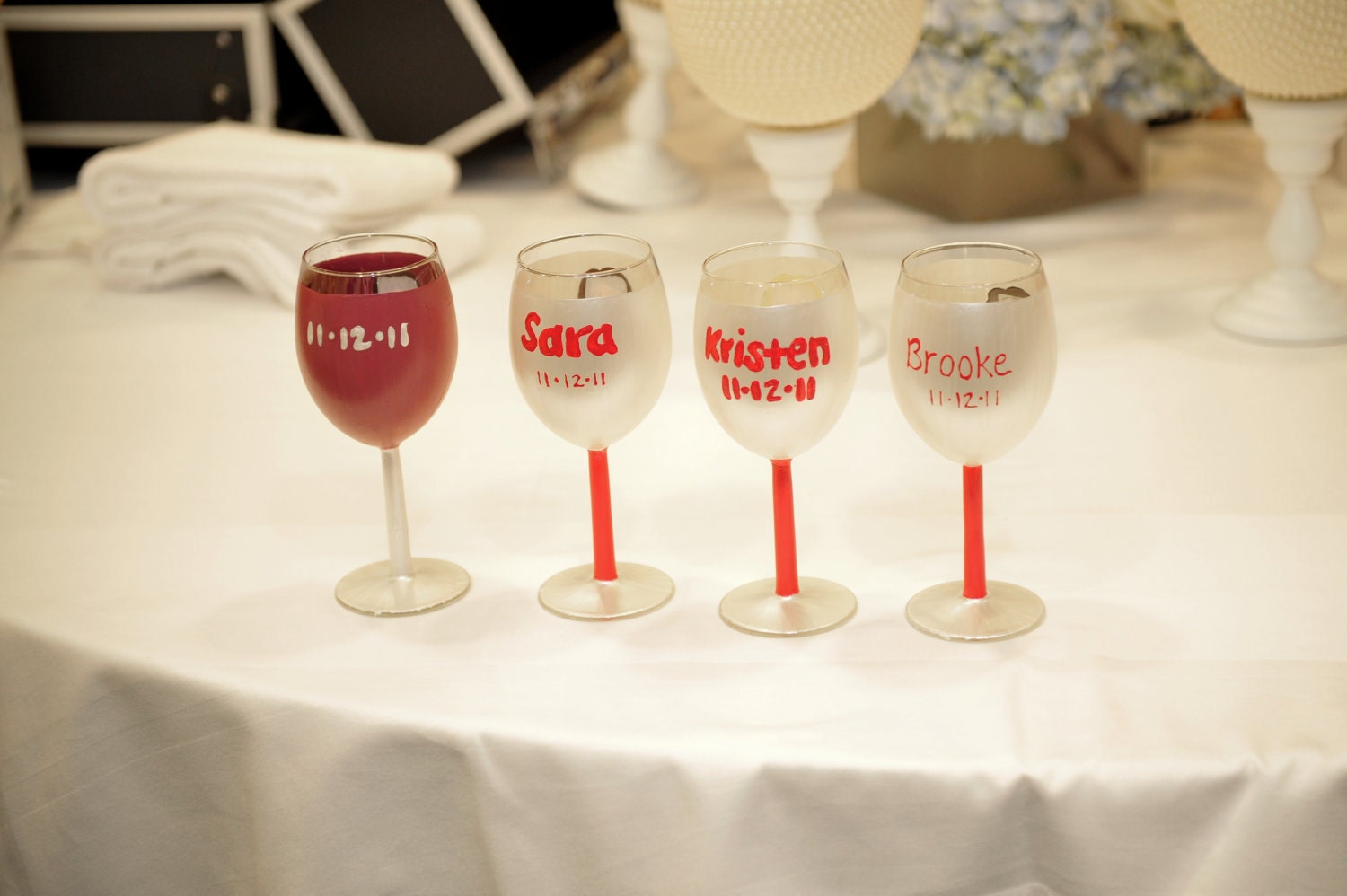 Custom Bridal Party Wine Glass for the Bride
