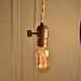 Vintage Minimalist Industrial Bare Bulb Light Sockets - Pendant Lamp, Off-white Cloth Cord
