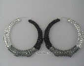 Swarovski Crystal Bamboo Hoop Earrings - Cookies and Cream -  Half Off Edition
