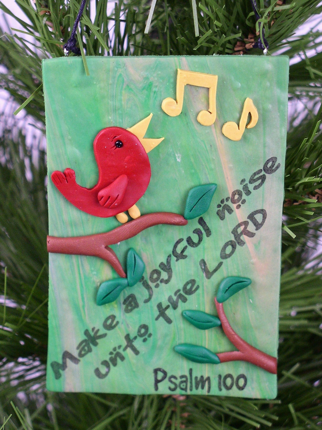 Child's Christmas Ornament - Red Bird Ornament - Make a Joyful Noise