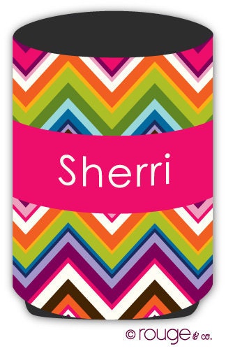 drink koozie - CHEVRON pattern with custom monogram