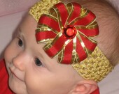 Garnet and Gold FSU Florida State Seminoles Double Layered Ribbon Flower Bow Clip with Interchangeable Headband