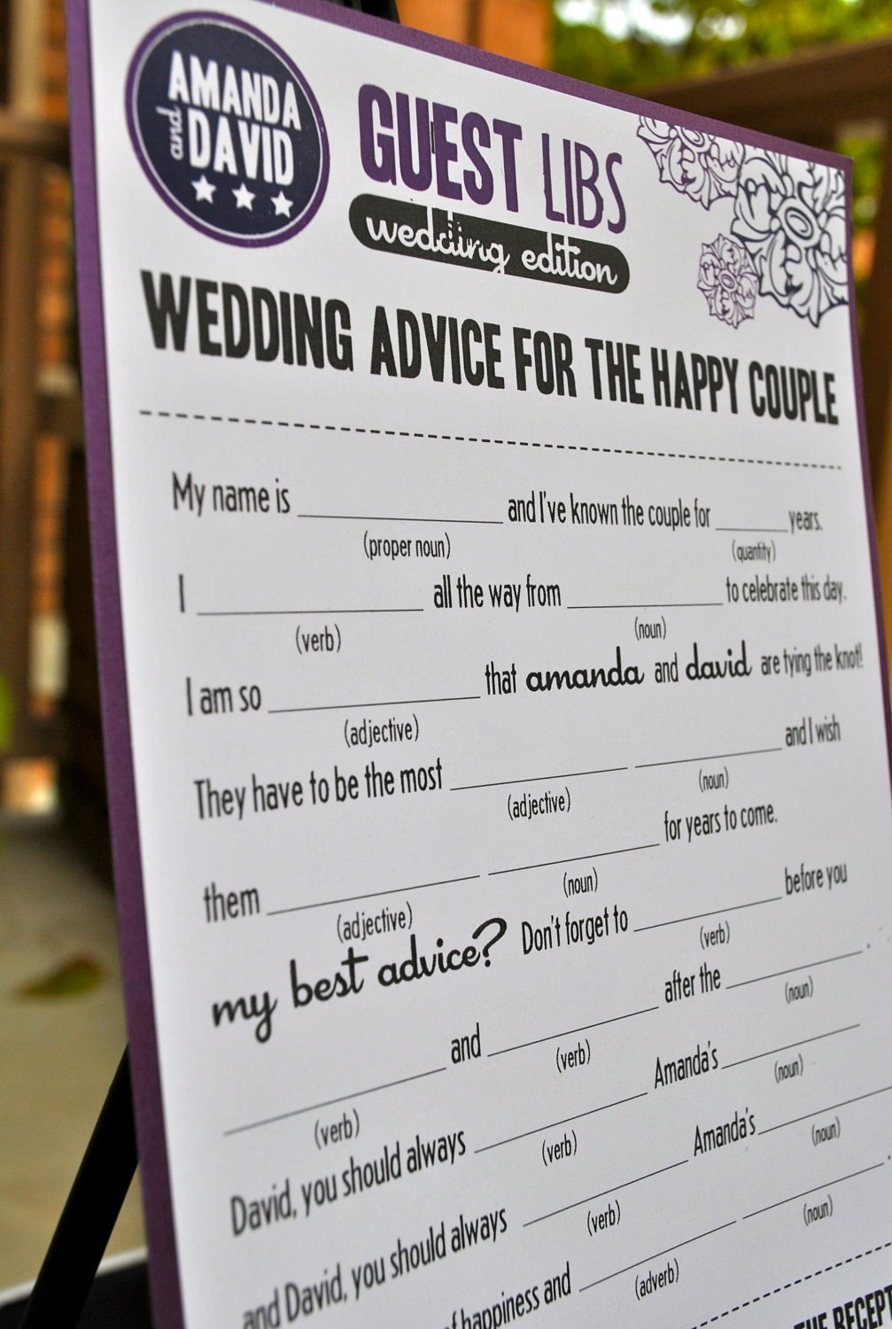 MAD LIBS - wedding card / baby shower card / bridal shower card- set of 50 cards