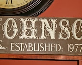8 X 24 Hand painted Personalized Last Name Established Wood Sign- Vinyl Lettering wall words graphics Home decor itswritteninvinyl