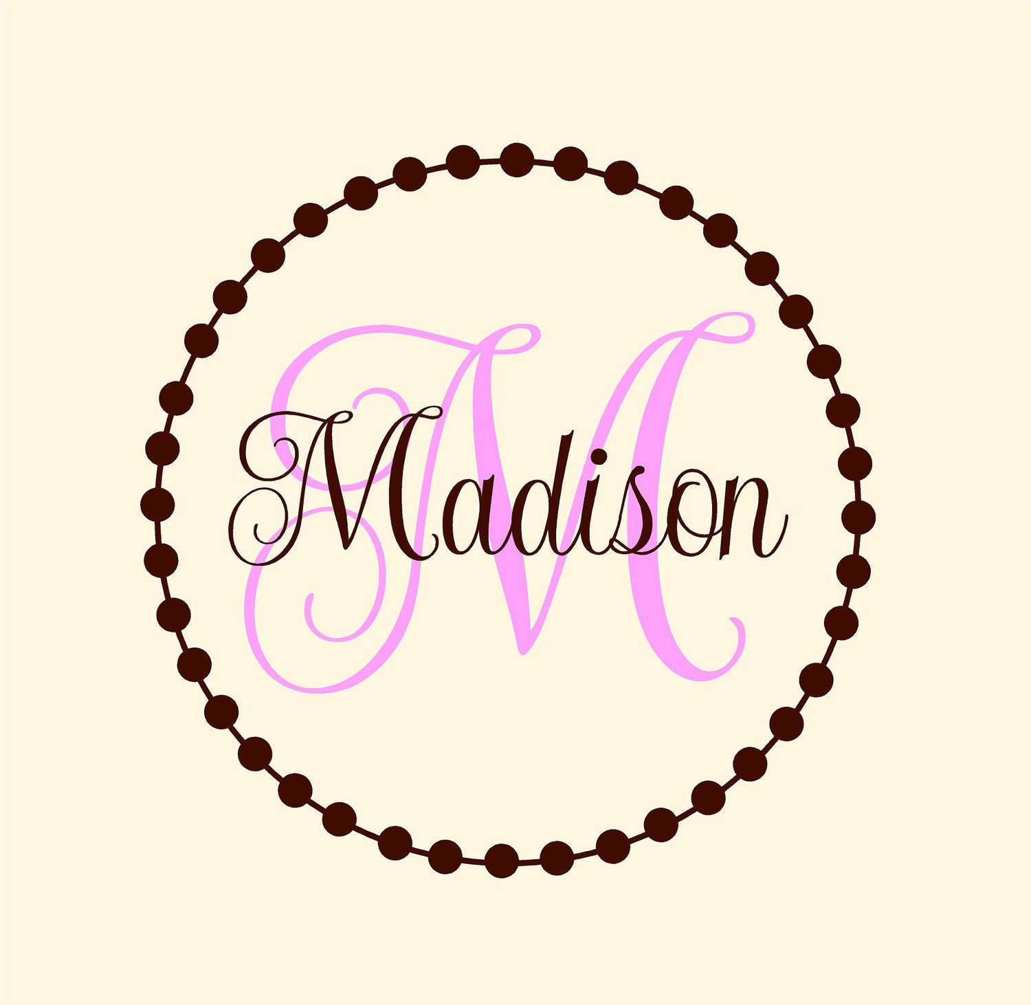 Personalized Monogram Initial dotted circle -boys- girls- baby Vinyl Lettering wall words graphics Home decor itswritteninvinyl