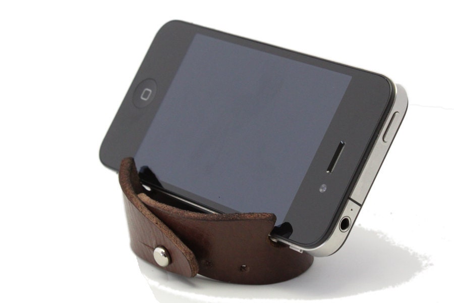 Leather Smartphone Stand / Bracelet - Dark Brown