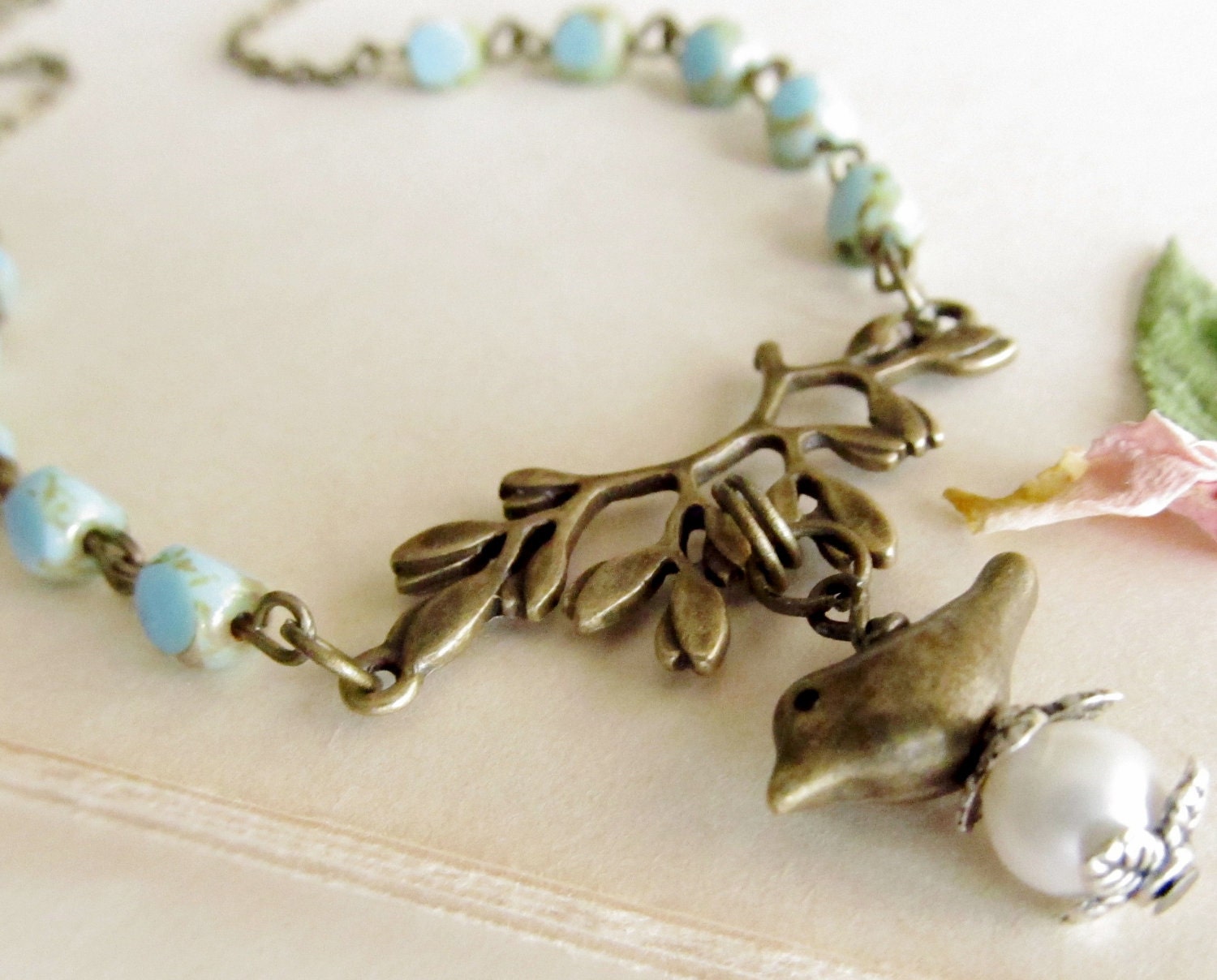 Turquoise Rosary Necklace FREE SHIPPING