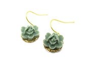 Bridesmaids Floral Earrings, resin flower, gold plated settings FREE SHIPPING