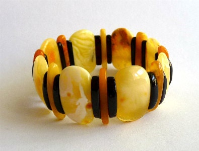 Baltic Amber Butterscotch Bracelet Beaded 7.5"