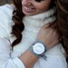 Gray Suede Bracelet Watch with White Lizard Skin Interchangeable Face