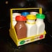Vintage 1960s FISHER PRICE Milk Jug and Case Toy with Plastic Bottles and Lids Carrier Crate