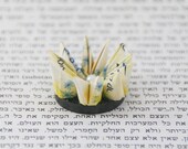 FREE SHIPPING: Origami paper flower in yellow, attached to a magnet base