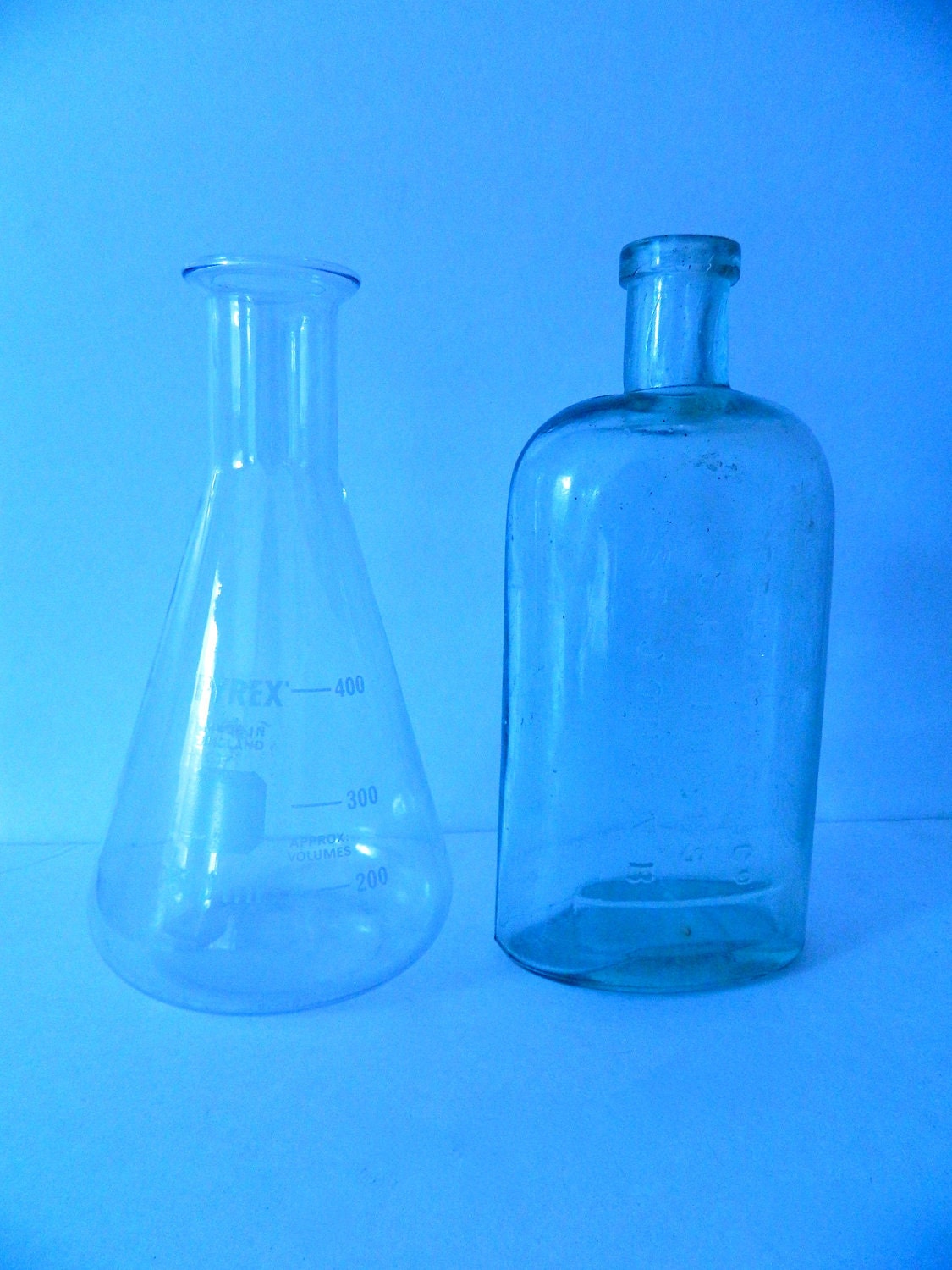 vintage bottles antique apothecary beakers 1880s 1940s