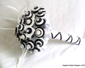 Tuxedo Button  Bridal Bouquet,  Black & White, Alternative, non-traditional