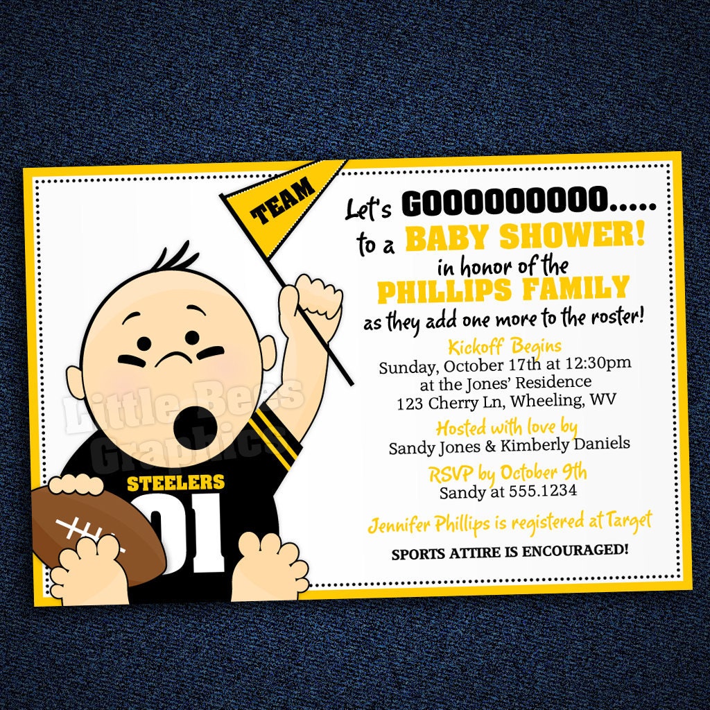 Sports Football Tailgate Printable Baby Shower or Birthday Invitation -- ANY TEAM