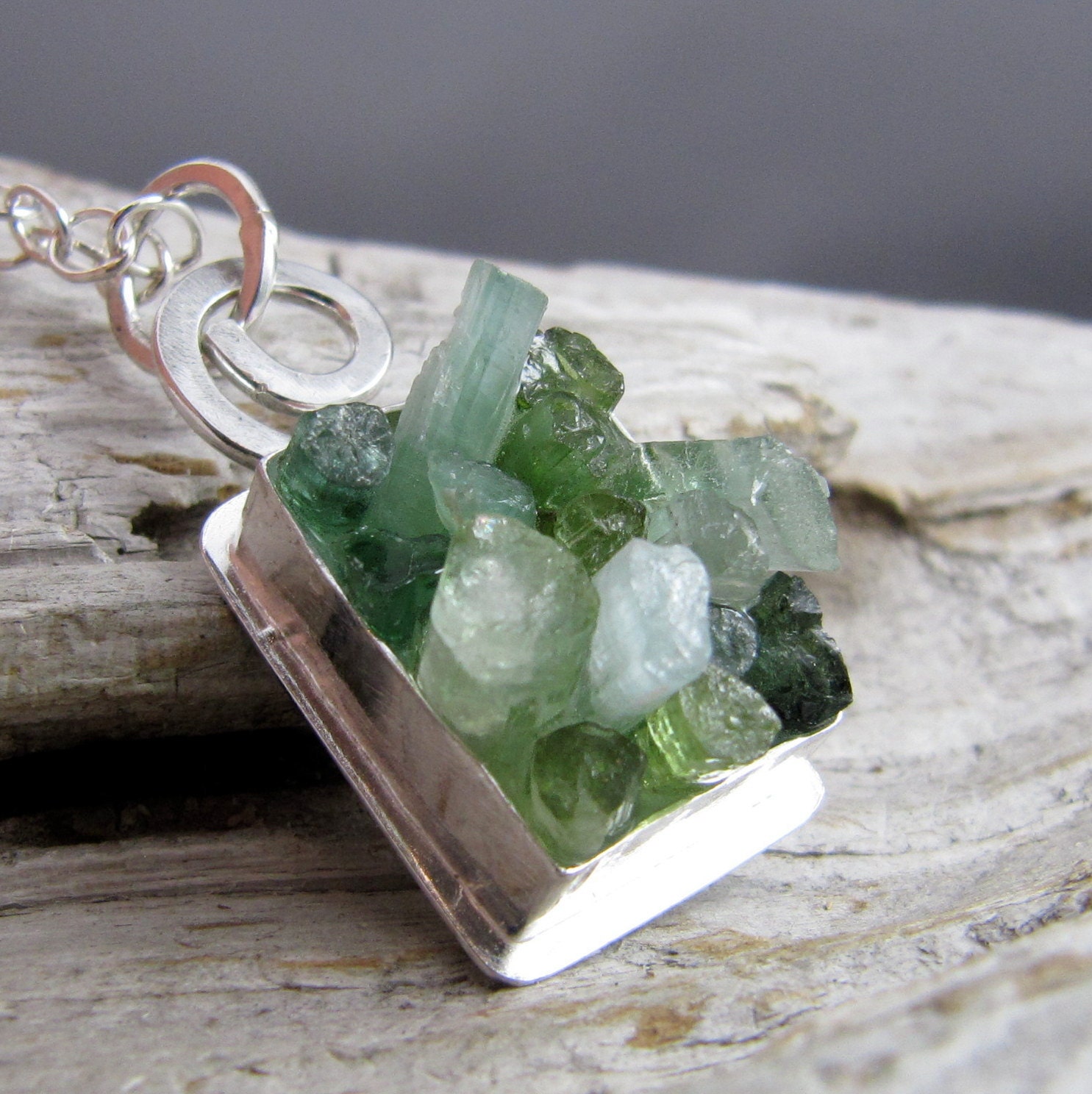 Tourmaline Crystal Silver Pendant