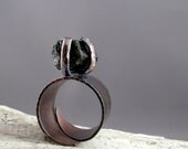 Raw Black Tourmaline Copper Ring