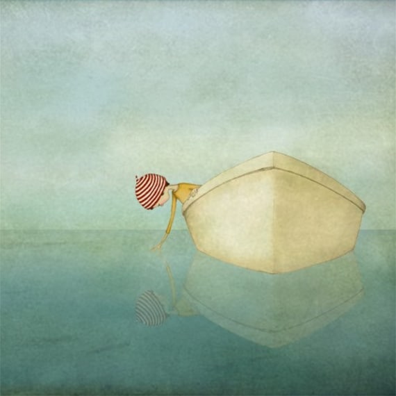 On the sea - Illustration print (size 4.7" x 4.7")