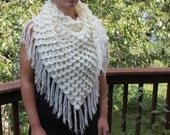 Crochet PATTERN Crocodile Stitch Triangle Shawl - Permission to Sell Finished Items