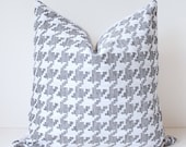Modern Houndstooth decorative Designer Pillow 18 Grey White Black Accent Cushion Cover Geometric gray large Robert Allen