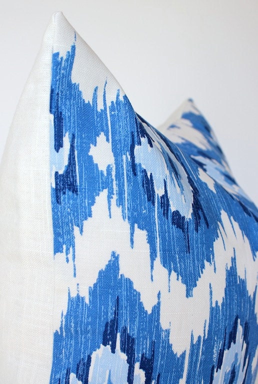 Ikat Modern Decorative Designer Pillow Cover 18 New Blue Navy White blueberry sky diamonds Throw Cushion suzani print quinn modern spa