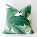 Green Floral Decorative Designer Pillow Cover 18 NEW Accent Cushion Tropical Palm fronds Leaves nature jungle white forest modern Resort