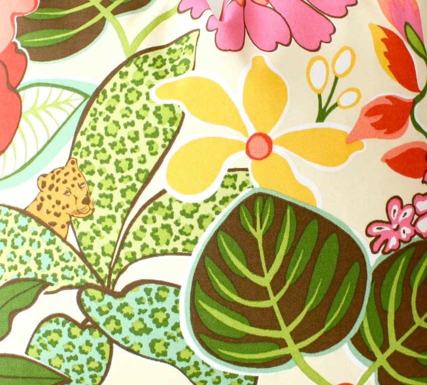 Modern Tropical Hot Pink Green Decorative Designer Pillow Cover 20" Accent Cushion Resort summer leaves Palm Springs leopard spots