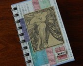 Spiral bound, handmade, collaged journal/notebook/diary using vintage & reclaimed papers- Brave