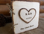 Wedding Guest Book - Rustic Medium Wood Guest Sign-In Book with Large Personalized Heart - GoRustic Designs